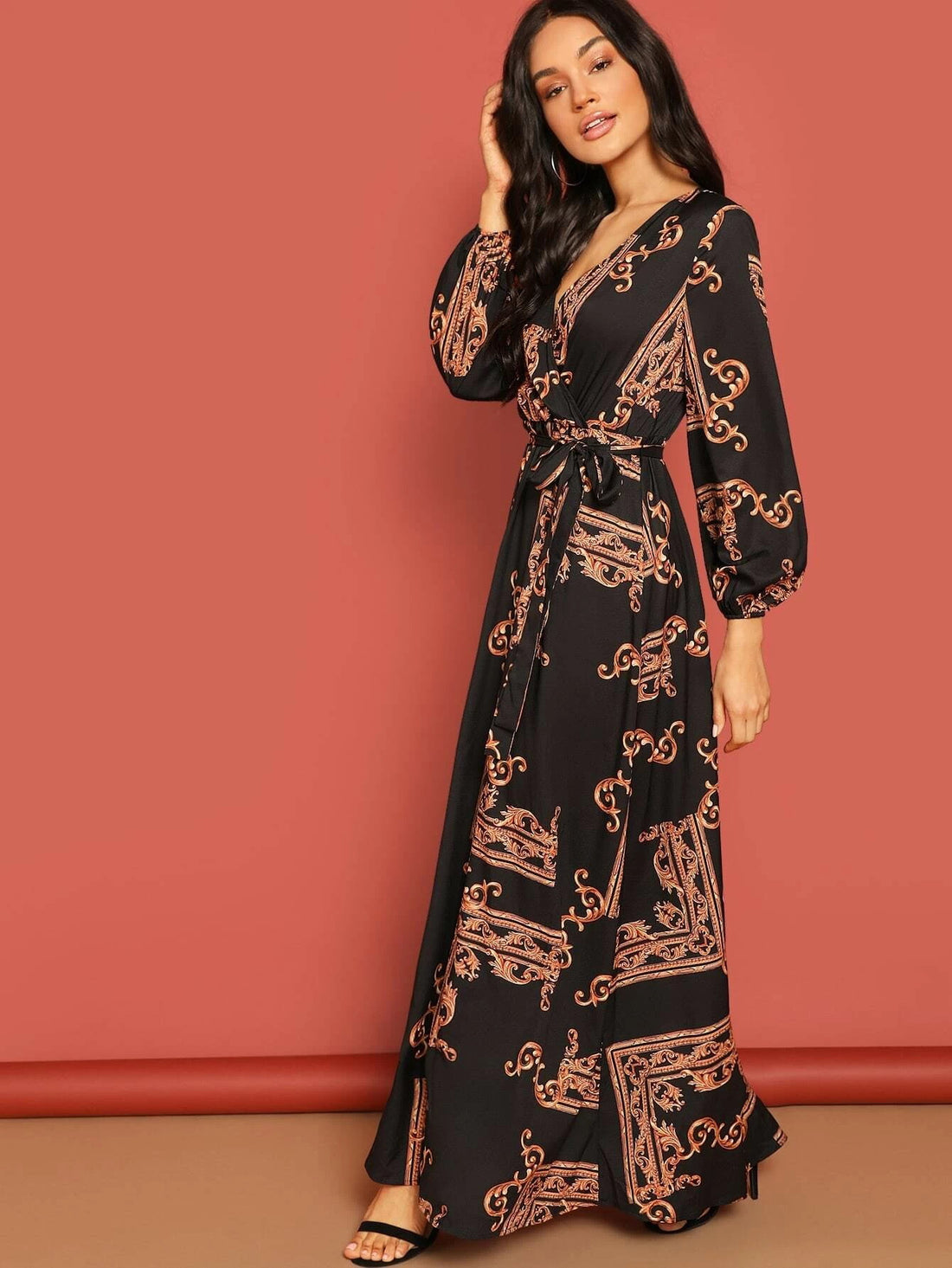 Black And Brown Stylish Party Wear Bsy Linen Maxi