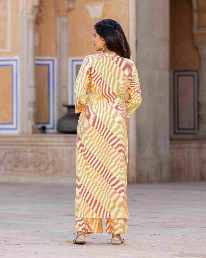 Mustard Colour Pure Muslin Readymade Kurti With Bottom Set For Women's