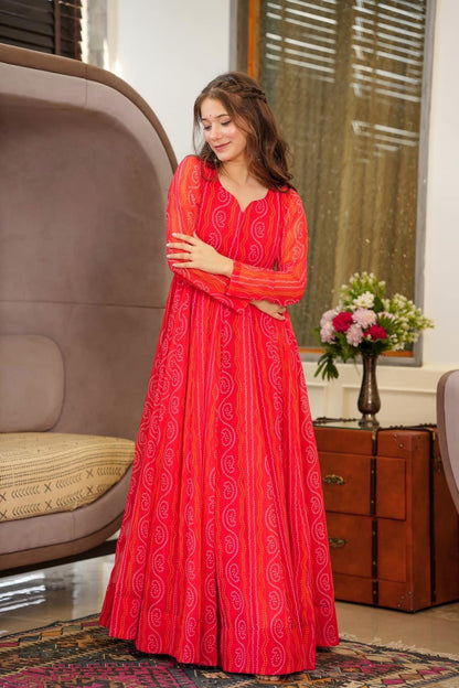 Red Color Beautiful and Stylish Full Flair Gown for Women