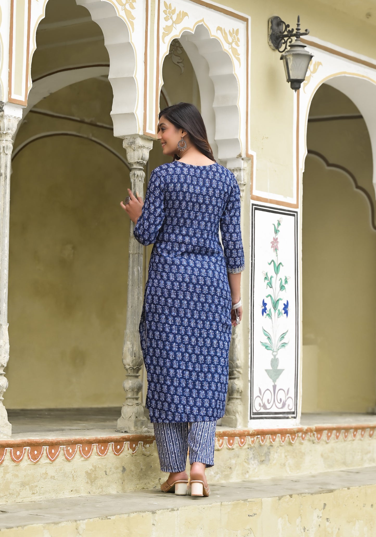 Simple and Designer Kurta set with Bottom and Dupatta in Blue Color