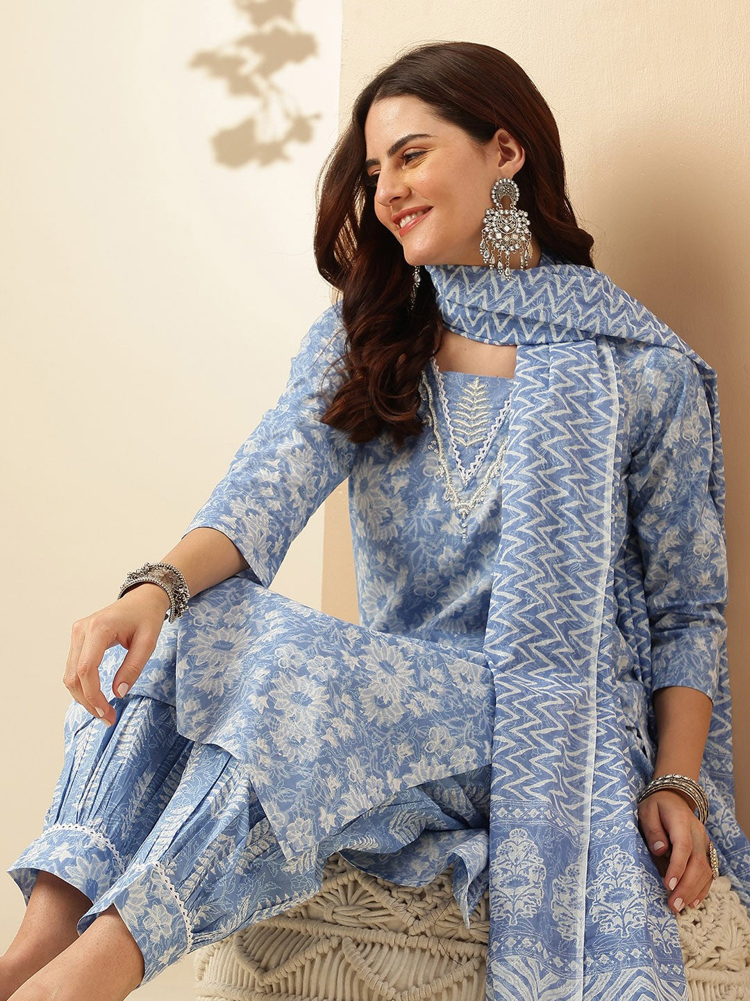 Women's Rayon Kurta Set With Printed Dupatta Set