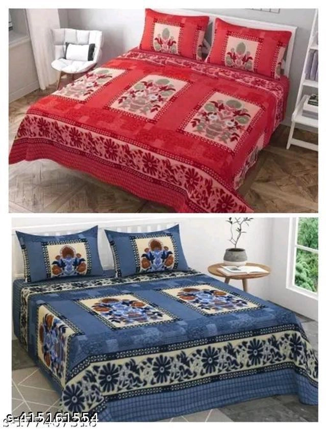 Woolen Queen Size Bedsheet with 2 Pillow Covers (Multicolor, 90x95 inches) (Pack of 2)