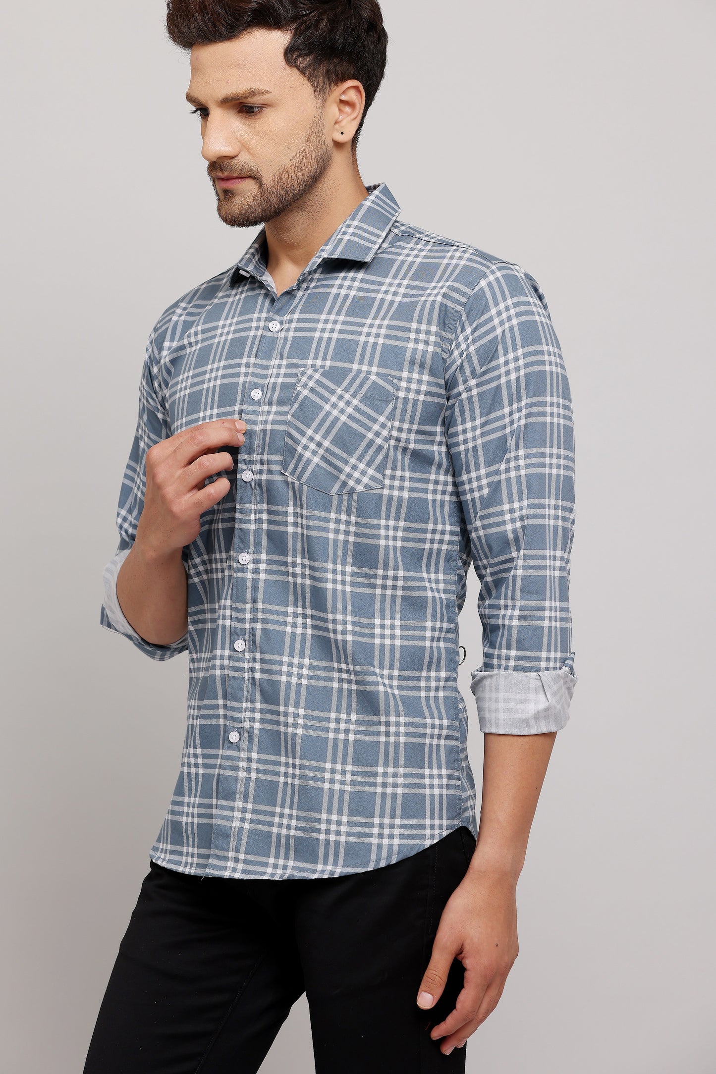 Gasperity Cotton Checks Full Sleeves Mens Casual Shirt