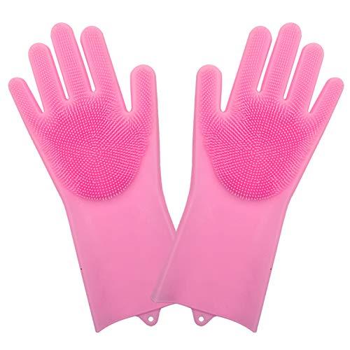 Gloves-Silicone Dish Washing Gloves,Silicon Cleaning Gloves,Silicon Hand Gloves for Kitchen Dishwashing and Pet Grooming,  Heat Resistant Gloves