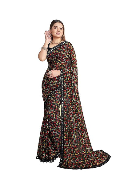 Floral Print Georgette Saree