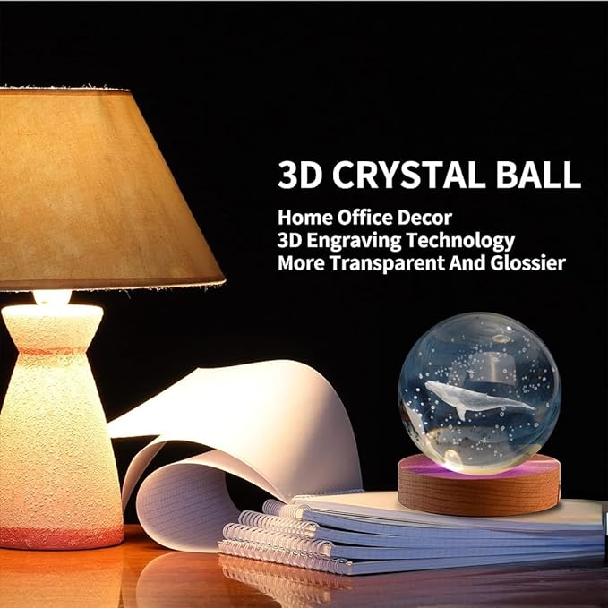 3D Crystal whale Ball Night Light