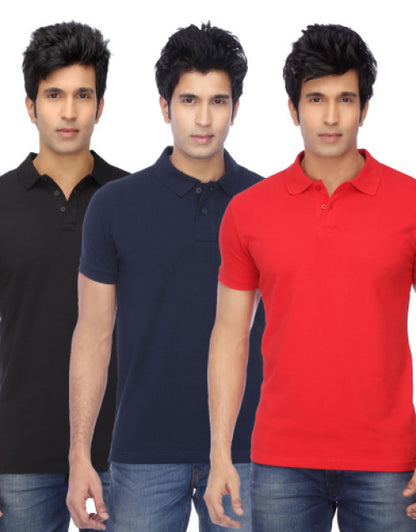 Cotton blend polo collar  men's tshirt . (Pack of 3)