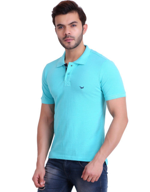 Men Light Green Polo T-Shirt