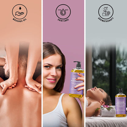 PURE Lavender Massage Oil for Men and Women - Great for Calming and Soothing ( 100 ml - Pack of 2 )