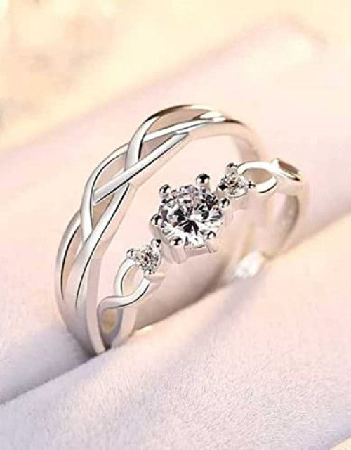 silver stylish king Queen design Copper Silver Plated Ring Set