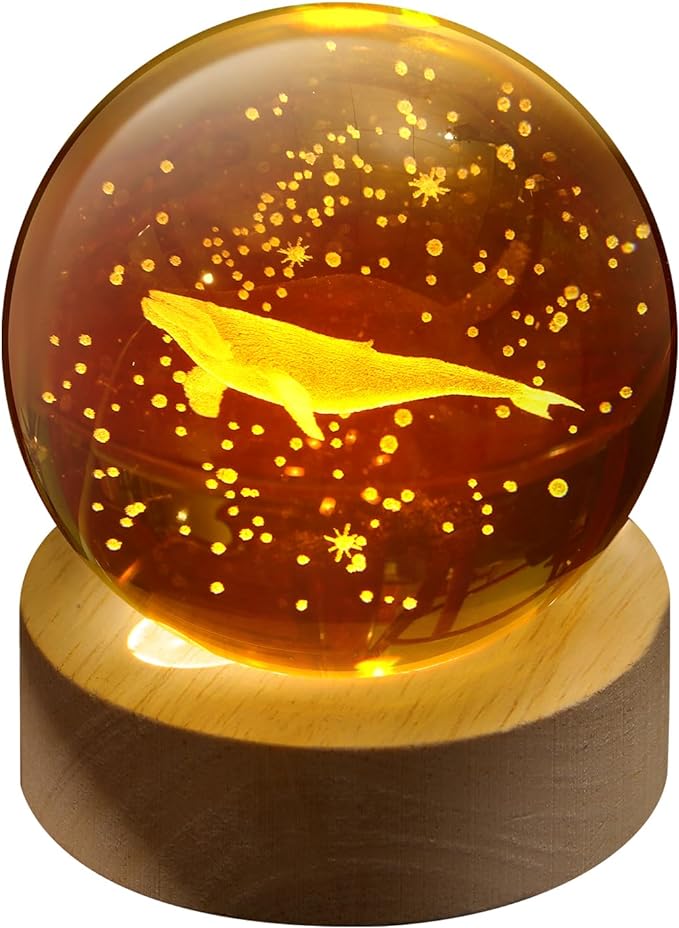 3D Crystal whale Ball Night Light